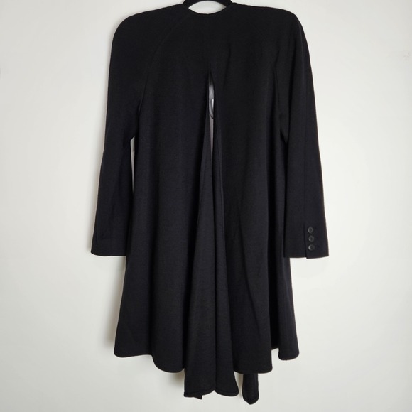 Sonia Rykiel Paris Womens Open Front Cape 100% Wool Slit Back Long Sleeves Black - Picture 2 of 9